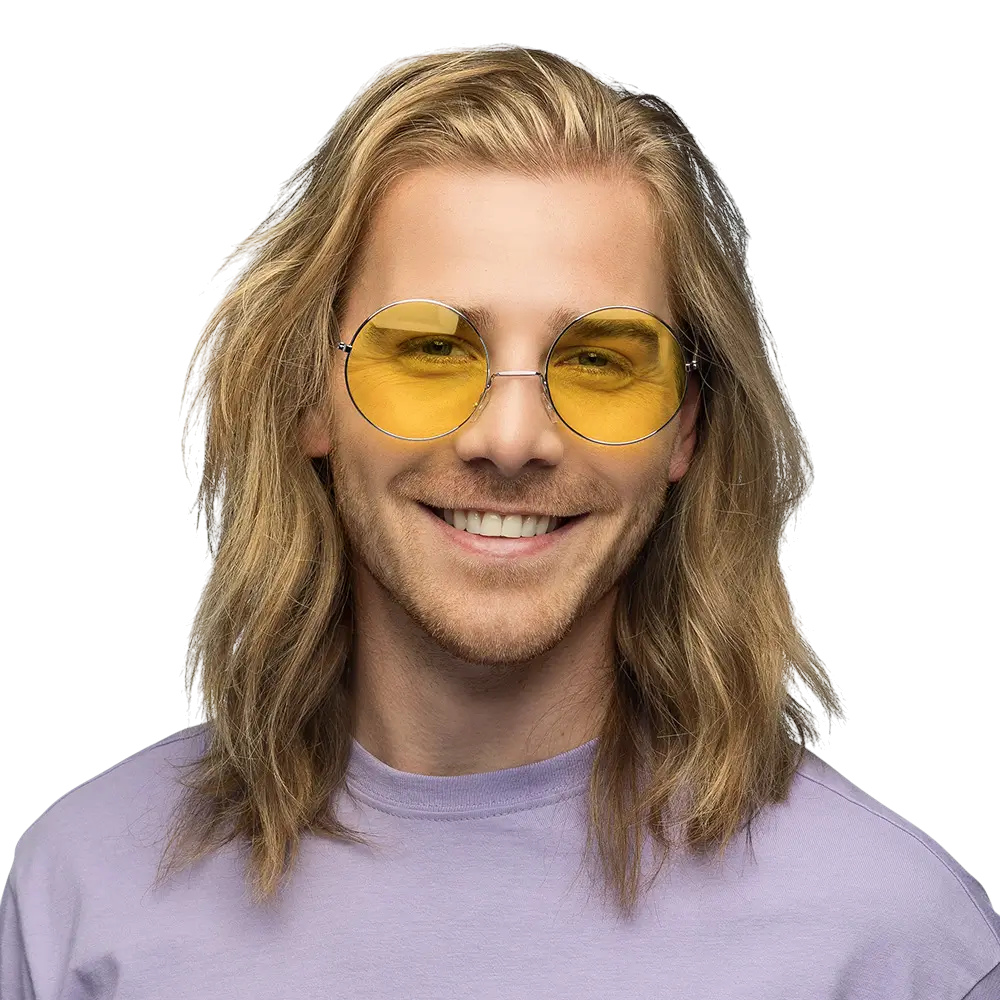 Hippie XL party bril geel
