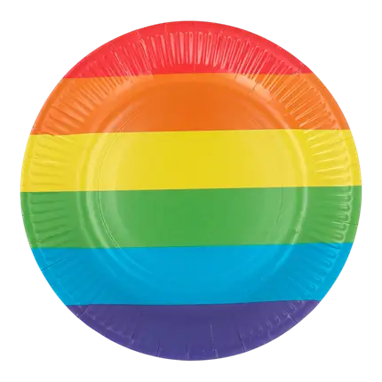 Set van 8 papieren bordjes Rainbow 23cm