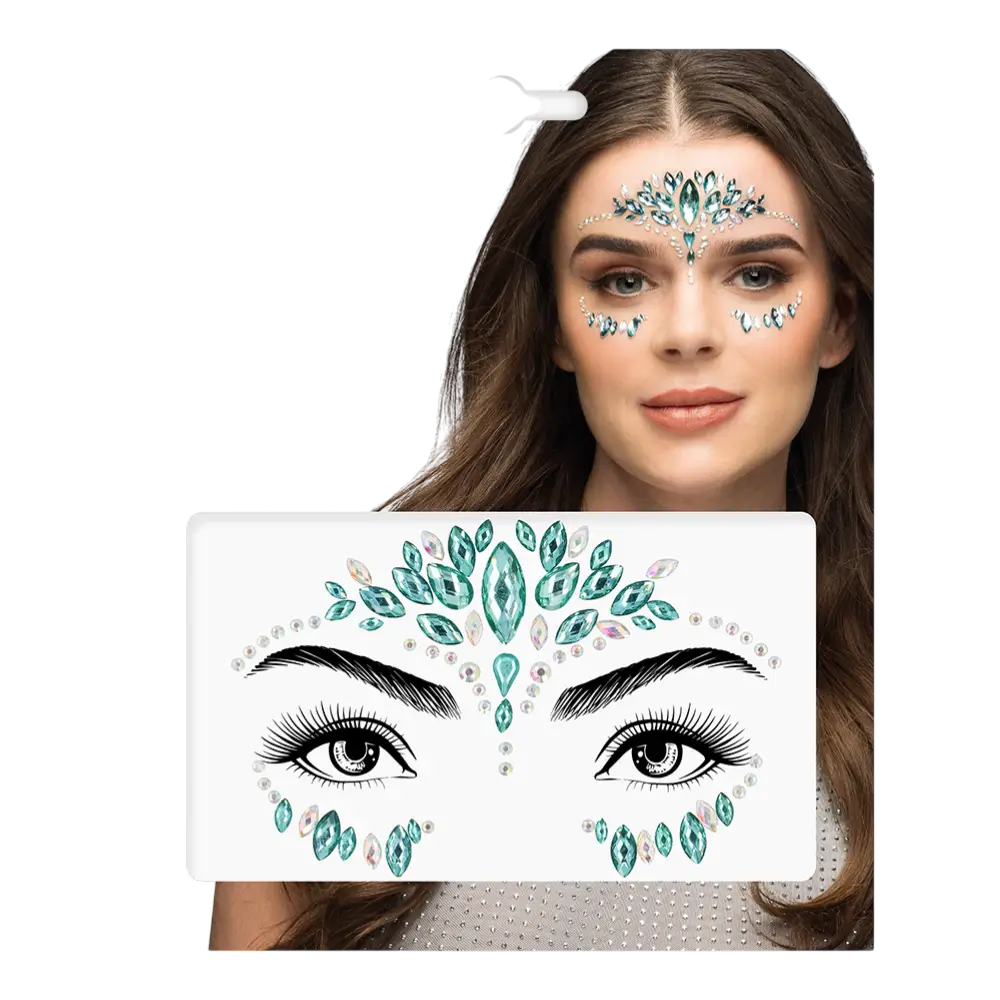 Zelfklevende gezichtstrass “Emilia” – Turquoise