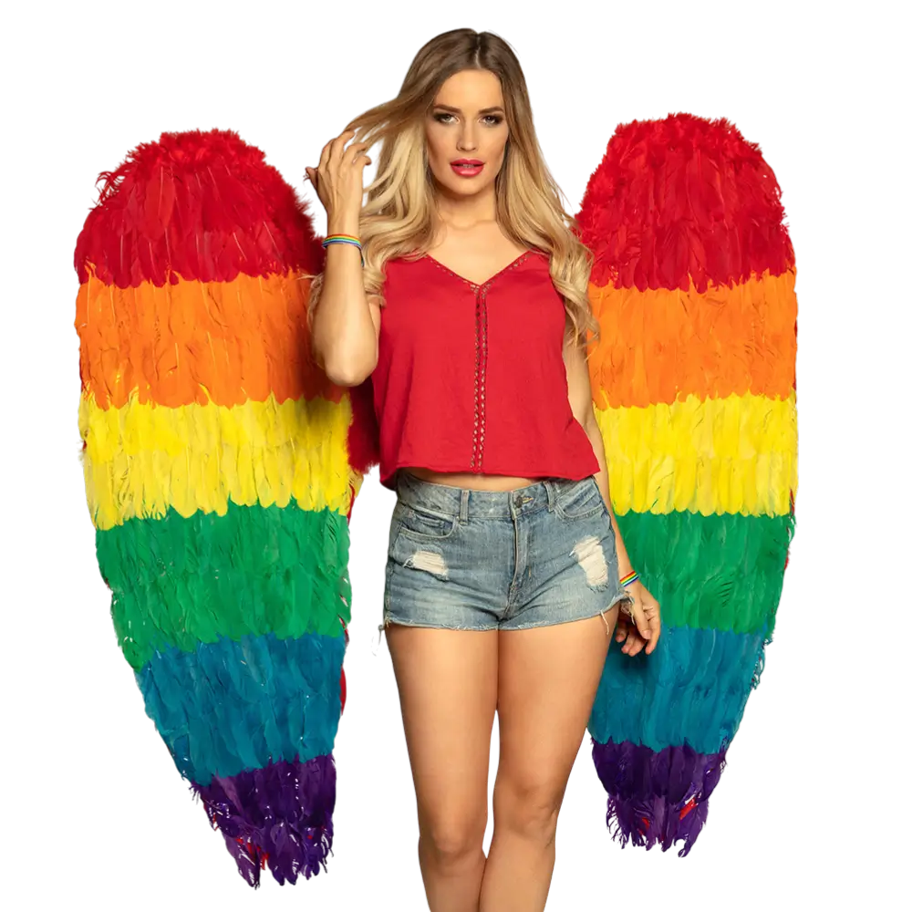 Engelenvleugels Celina regenboog 120x120cm