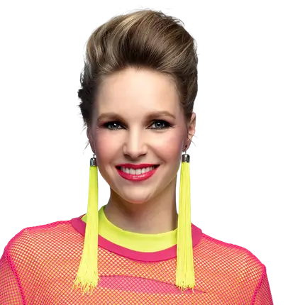 Paar neon gele Festival oorbellen