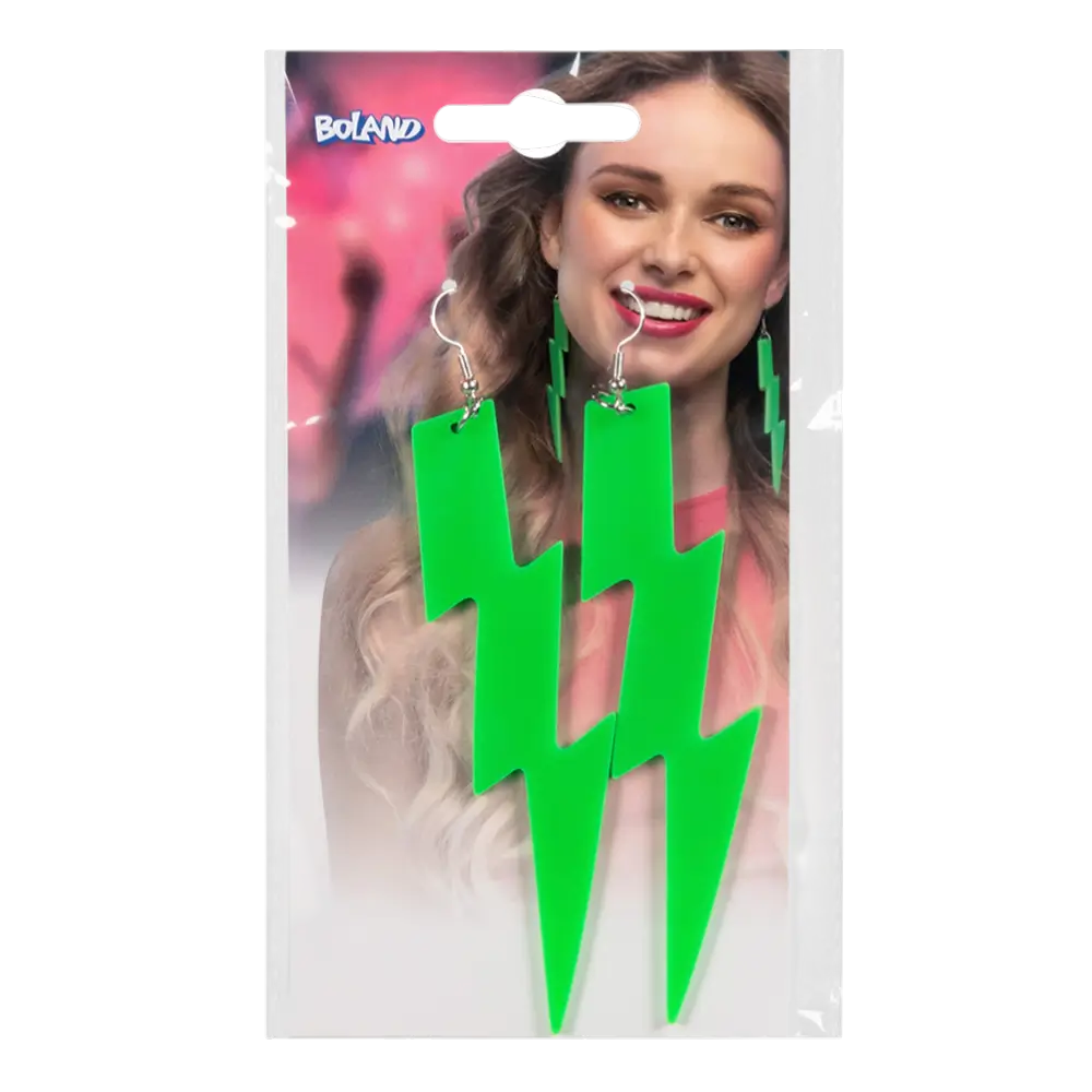 Paar neongroene Flash oorbellen