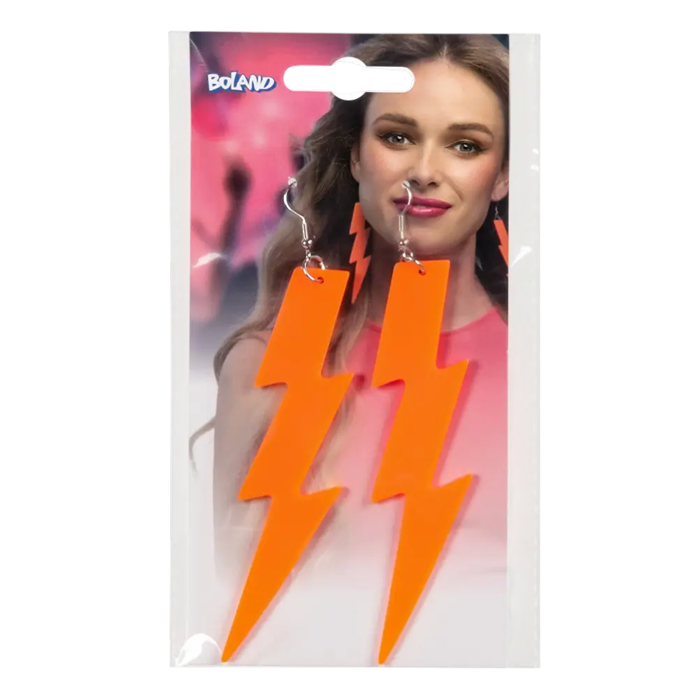 Paar fluorescerende oranje Flash oorbellen