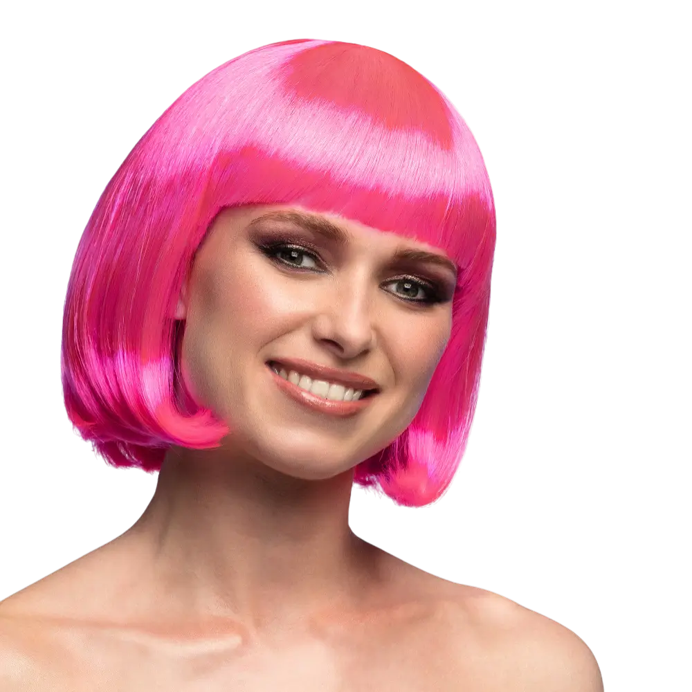 Fluorescerend roze Cabaretpruik
