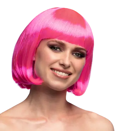 Fluorescerend roze Cabaretpruik