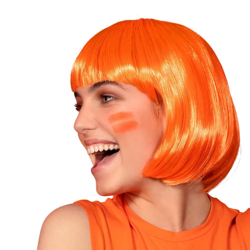 Fluorescerend oranje cabaretpruik