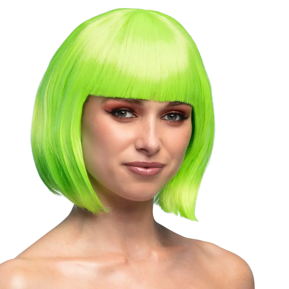 Fluorescerend groene cabaretpruik