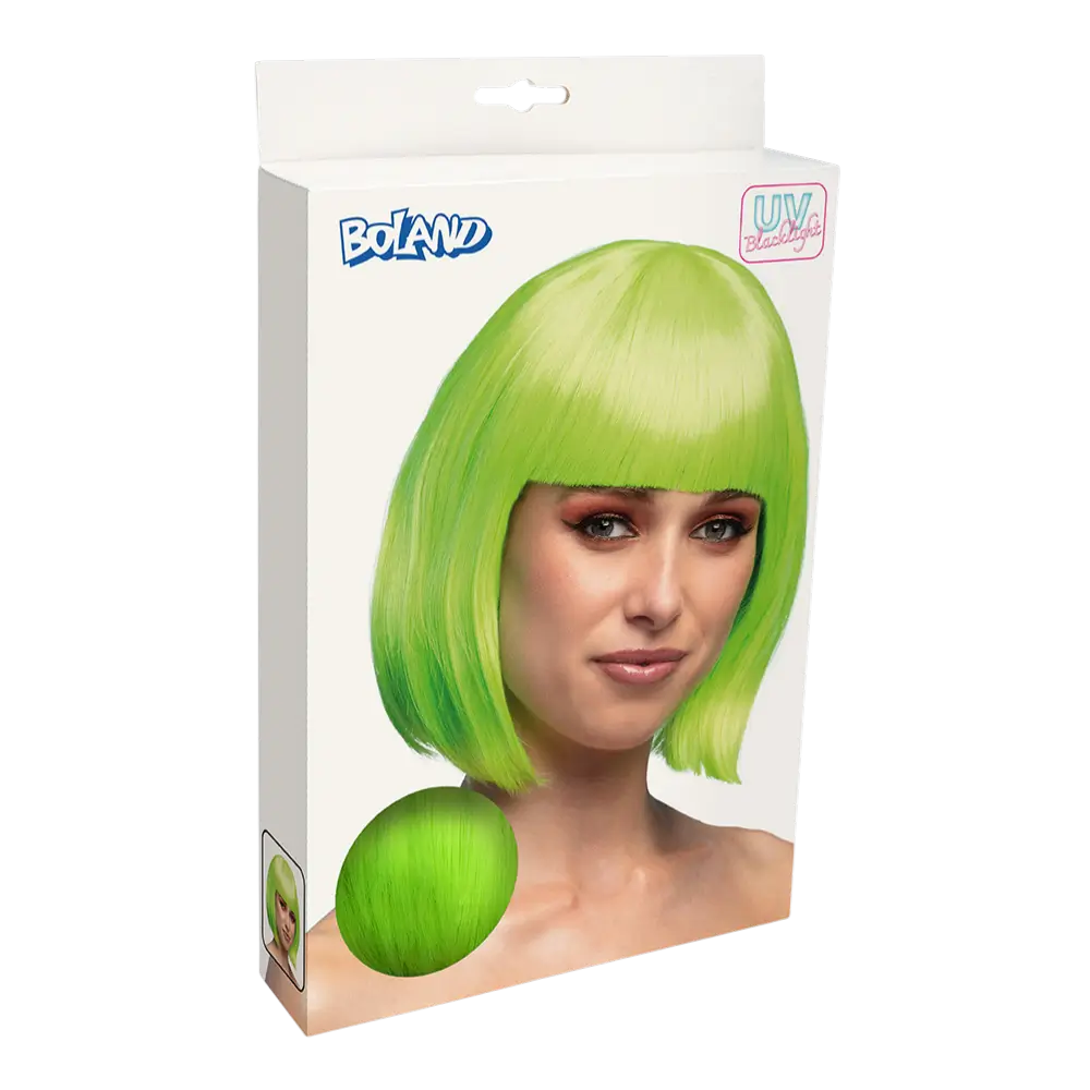 Fluorescerend groene cabaretpruik