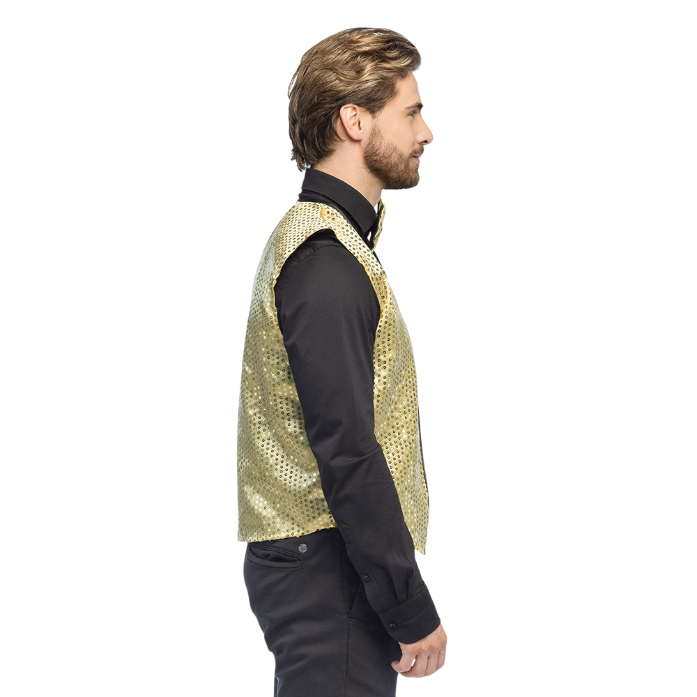 Pailletten gilet en vlinderstrik “Spangles” – Maat M/L – Goud