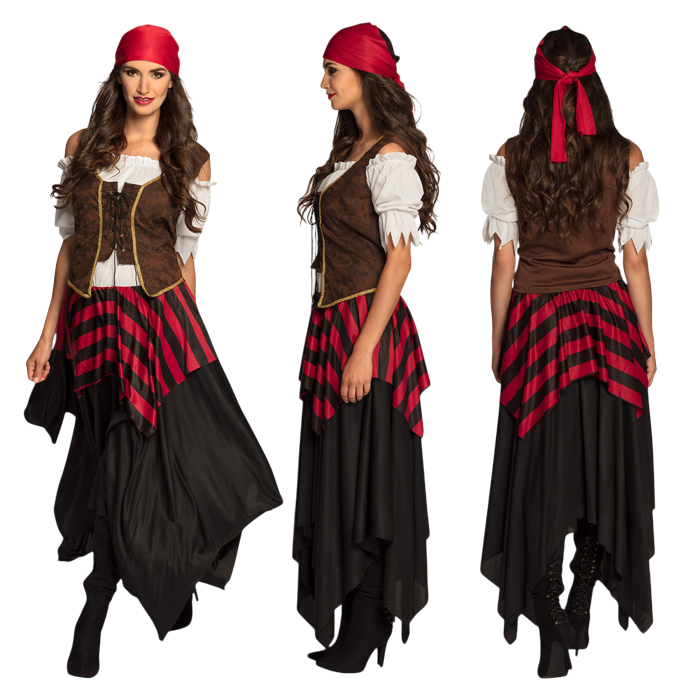 Piratenkostuum "Tornado" voor dames - Korsetjurk in piratenstijl - Maat 40/42