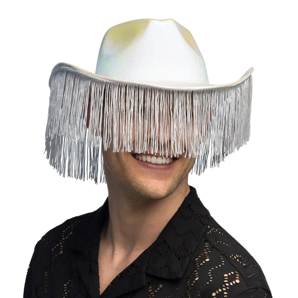 Fabulous" cowboyhoed met franjes - Wit
