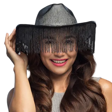 Fabulous cowboyhoed met franjes - Zwart