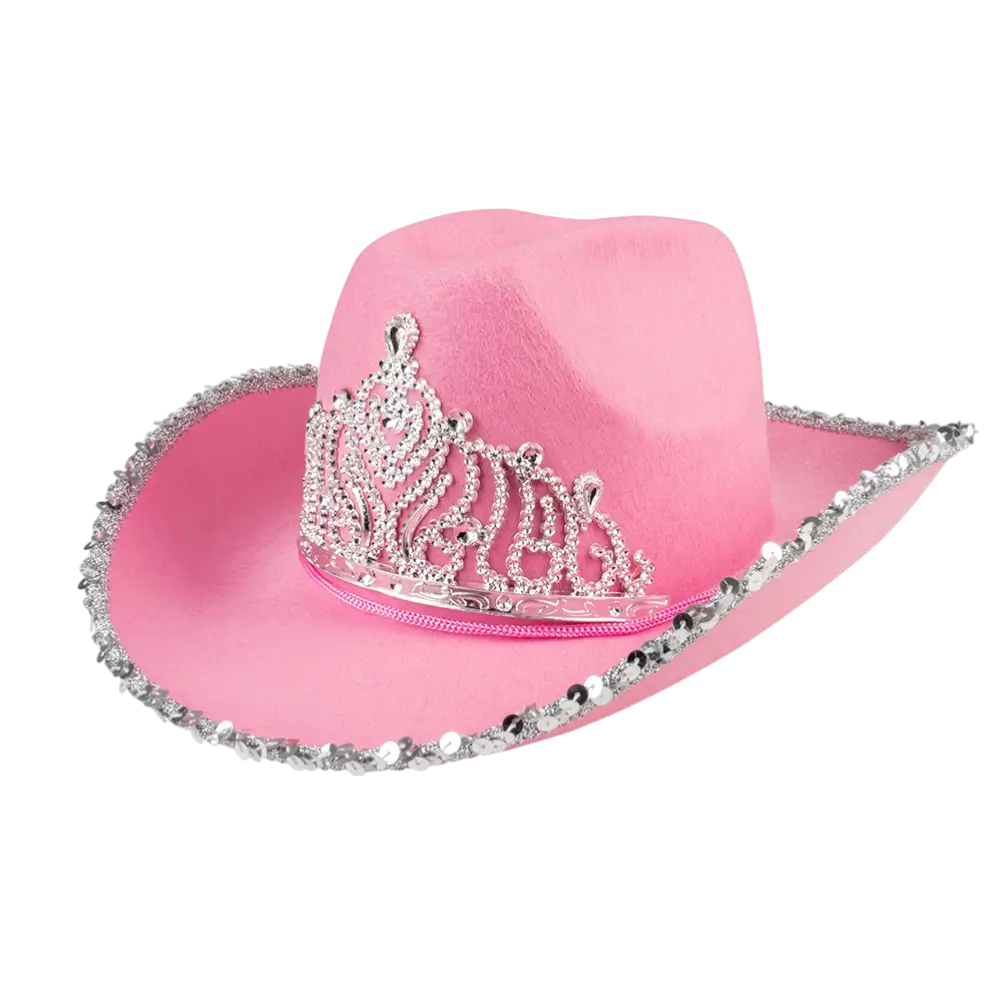 Glimmer" cowboyhoed met franjes - Roze