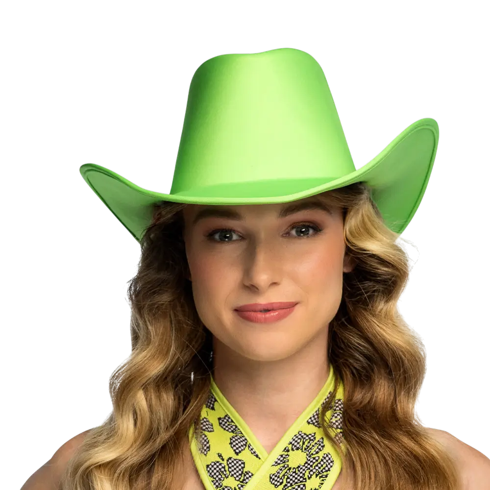 Blaze" cowboyhoed met franje - Fluorescerend groen