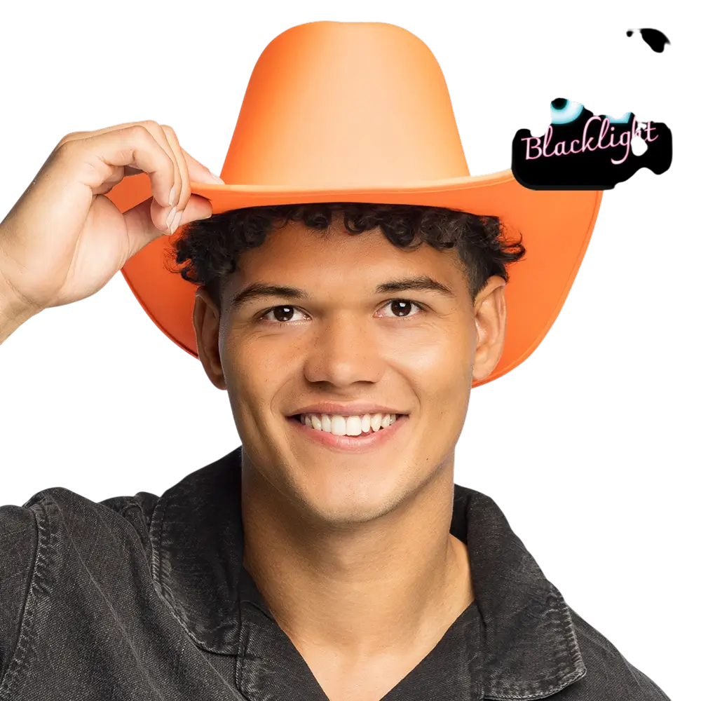 Blaze" cowboyhoed met franje - Fluorescerend oranje