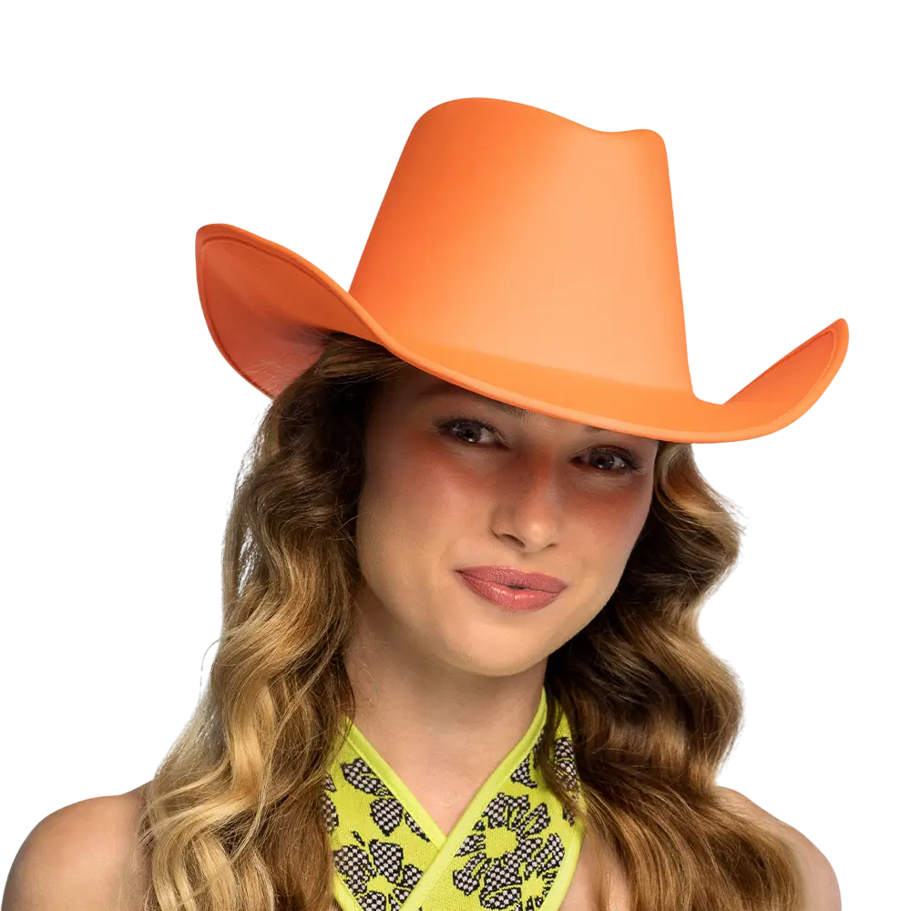 Blaze" cowboyhoed met franje - Fluorescerend oranje
