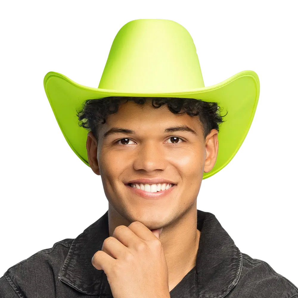 Blaze" cowboyhoed met franje - Fluorescerend geel
