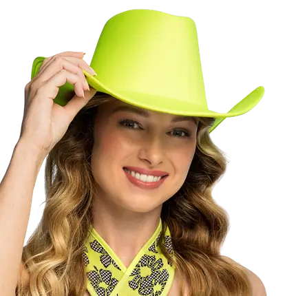 Blaze cowboyhoed met franje - Fluorescerend geel