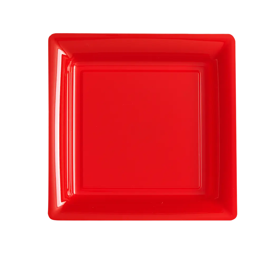 Vierkante Herbruikbare Onbreekbare Borden 18 cm Rood – Feestservies