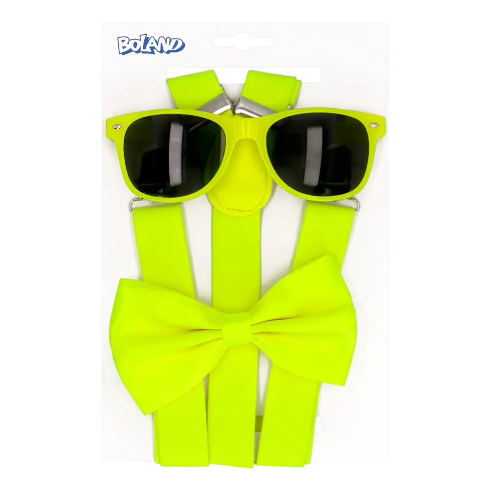 Fluorescerende feest- en verkleedaccessoireset - Fluogeel