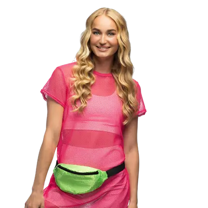 Fanny pack met lovertjes voor feestjes en carnavalskleding - Fluorescerend groen