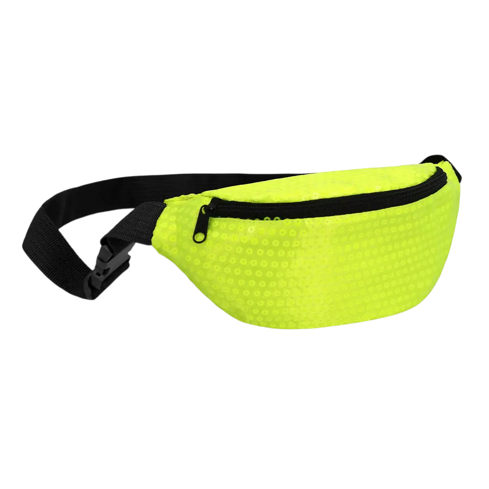 Fanny pack met lovertjes voor feestjes en carnavalskleding - Fluorescerend geel