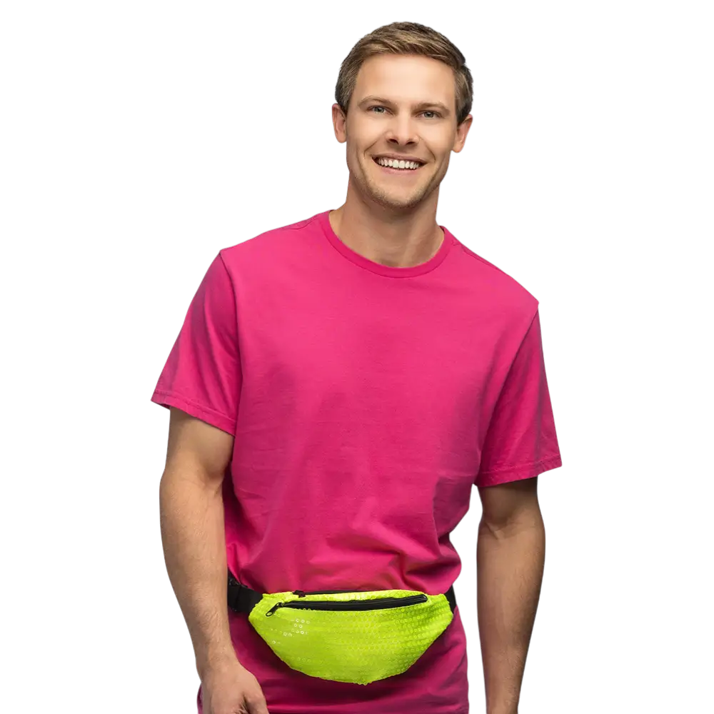 Fanny pack met lovertjes voor feestjes en carnavalskleding - Fluorescerend geel