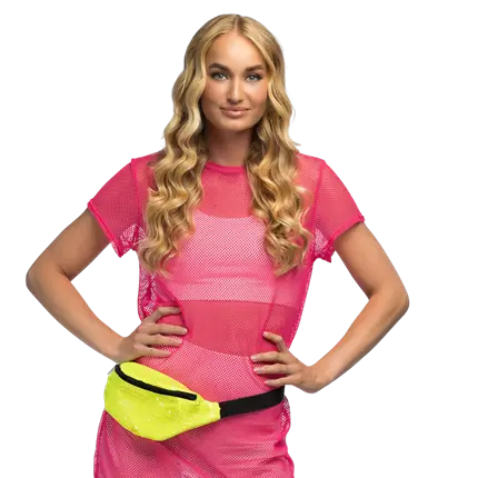 Fanny pack met lovertjes voor feestjes en carnavalskleding - Fluorescerend geel