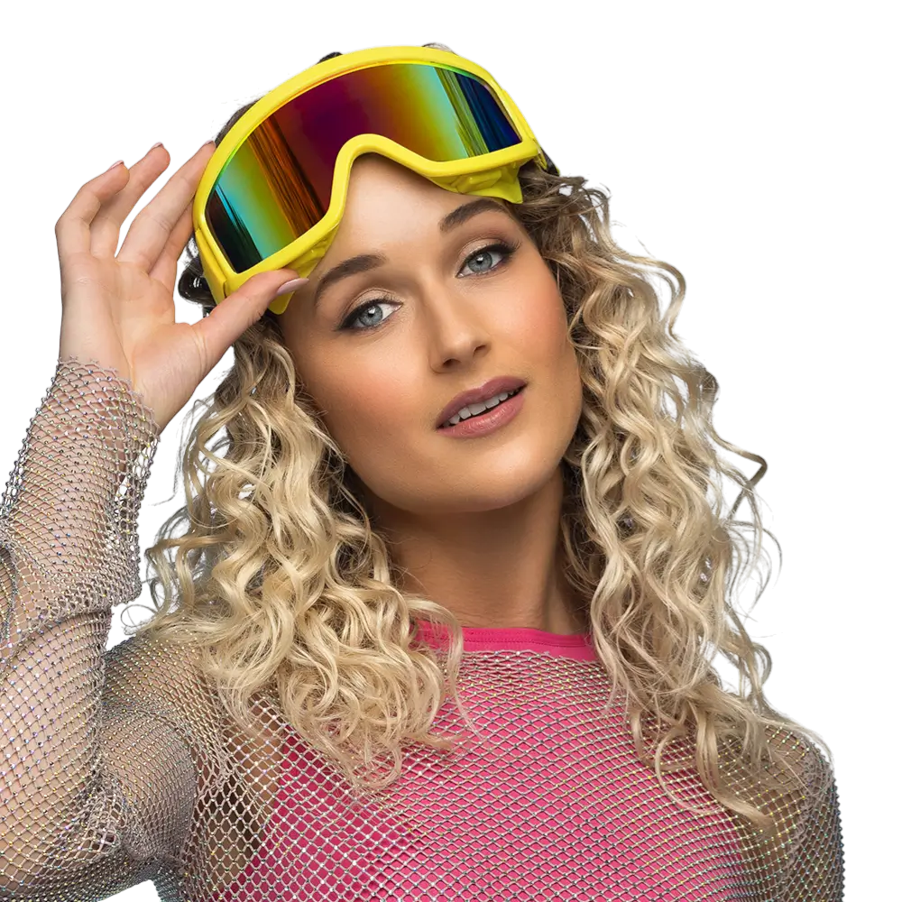 Skibril voor feesten en carnaval - Fluorescerend geel