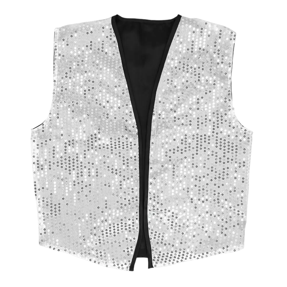Paillettengilet en strikje "Spangles" - Maat M/L - Zilver