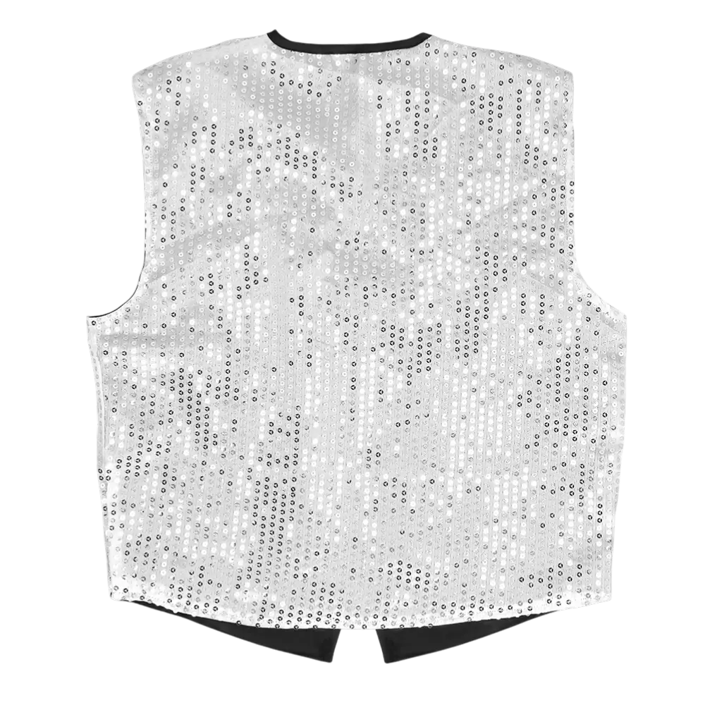 Paillettengilet en strikje "Spangles" - Maat M/L - Zilver