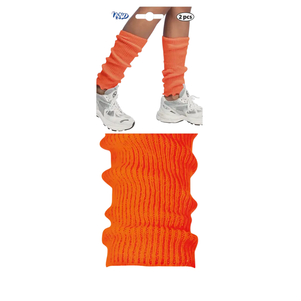 Fluorescerend oranje UV beenwarmers - 80's disco accessoire