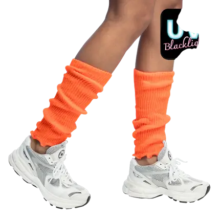 Fluorescerend oranje UV beenwarmers - 80's disco accessoire