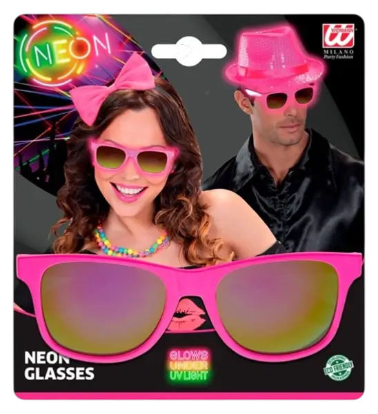 80s neon roze bril - Revo effect spiegelglazen