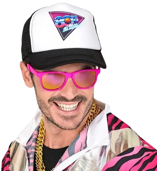 80s neon roze bril - Revo effect spiegelglazen