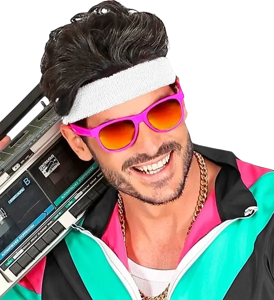 80s neon roze bril - Revo effect spiegelglazen