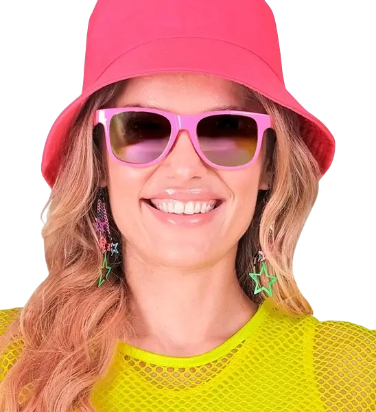 80s neon roze bril - Revo effect spiegelglazen