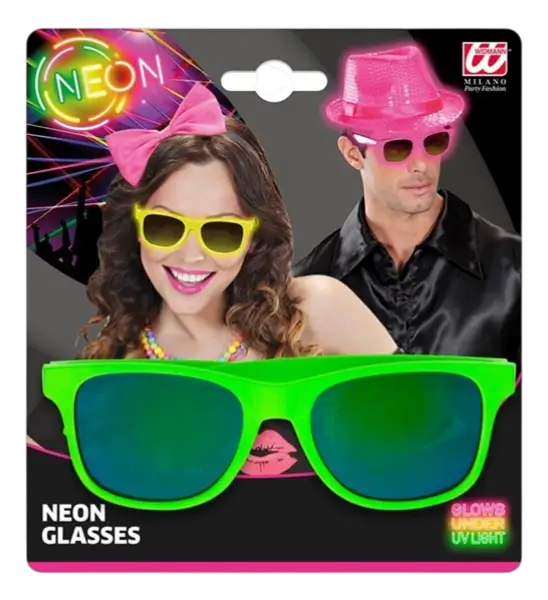 80s neongroene bril - Revo effect spiegelglazen