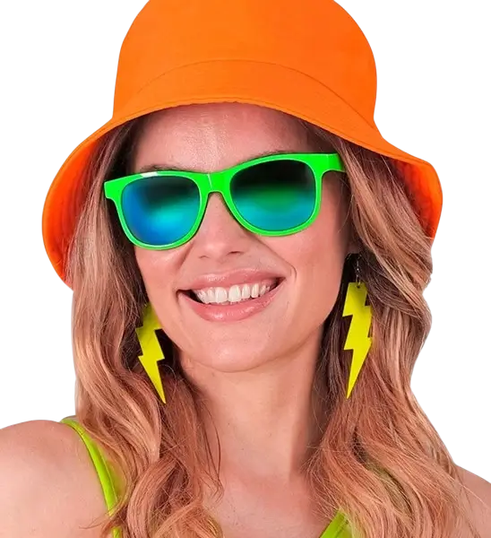 80s neongroene bril - Revo effect spiegelglazen
