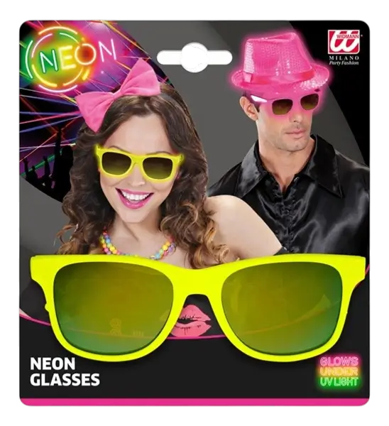 80s neon gele bril - Revo effect spiegelglazen