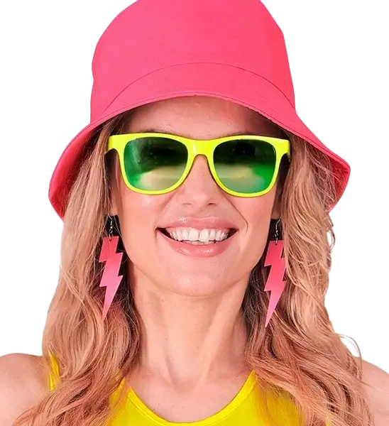 80s neon gele bril - Revo effect spiegelglazen
