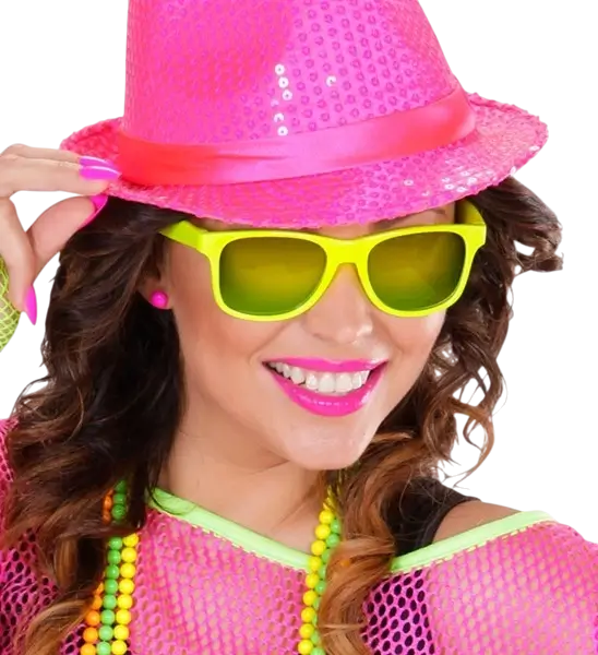 80s neon gele bril - Revo effect spiegelglazen