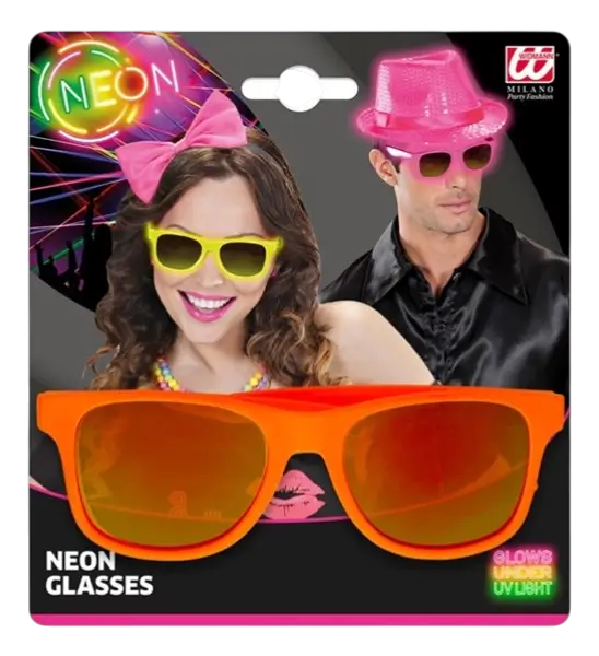 80s neon oranje zonnebril - Revo effect spiegelglazen