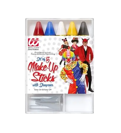 Face make-up potloden - 5 kleuren kit met puntenslijper - Halloween Carnaval Party