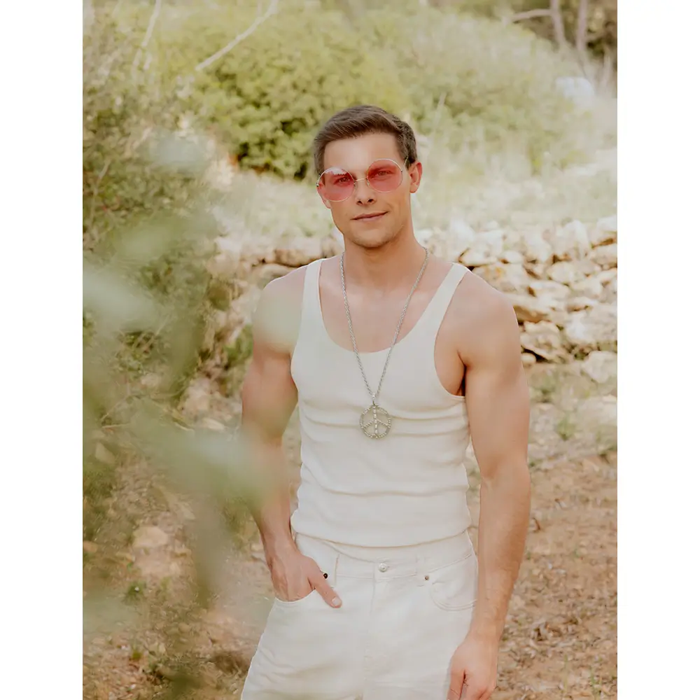 Peace Hippie halsketting - Collier Symbole Paix Années 60