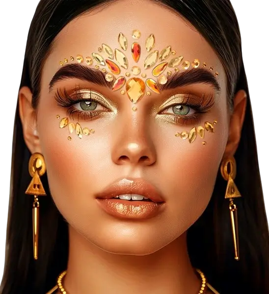 Gele diamanten gezichtssieraden - Strass Festival