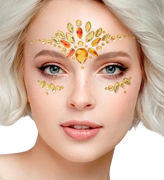 Gele diamanten gezichtssieraden - Strass Festival