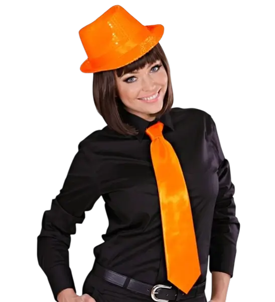 Fluorescerend Oranje Satijnen Stropdas - Avondaccessoire uit de jaren 80
