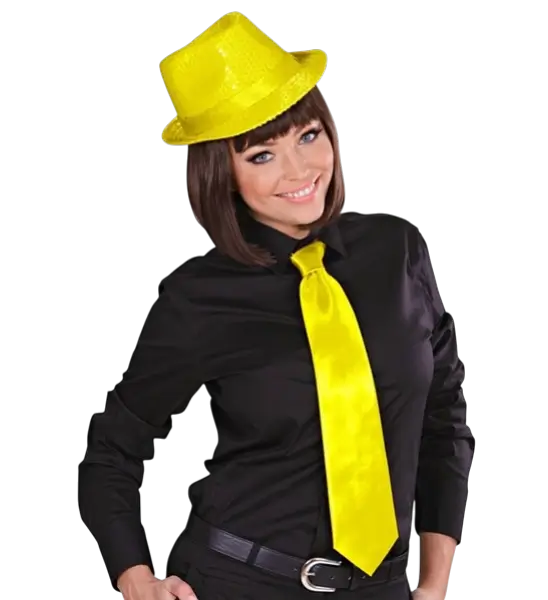 Fluorescerend Gele Satijnen Stropdas - Avondaccessoire uit de jaren 80