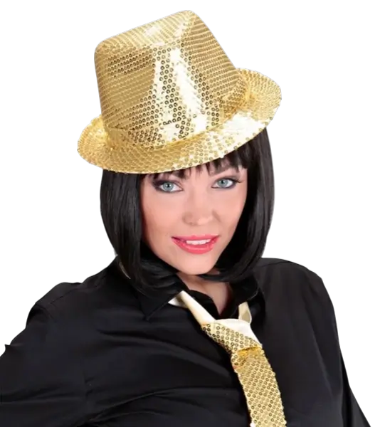 Chapeau Pailleté Doré - Disco Avondaccessoire